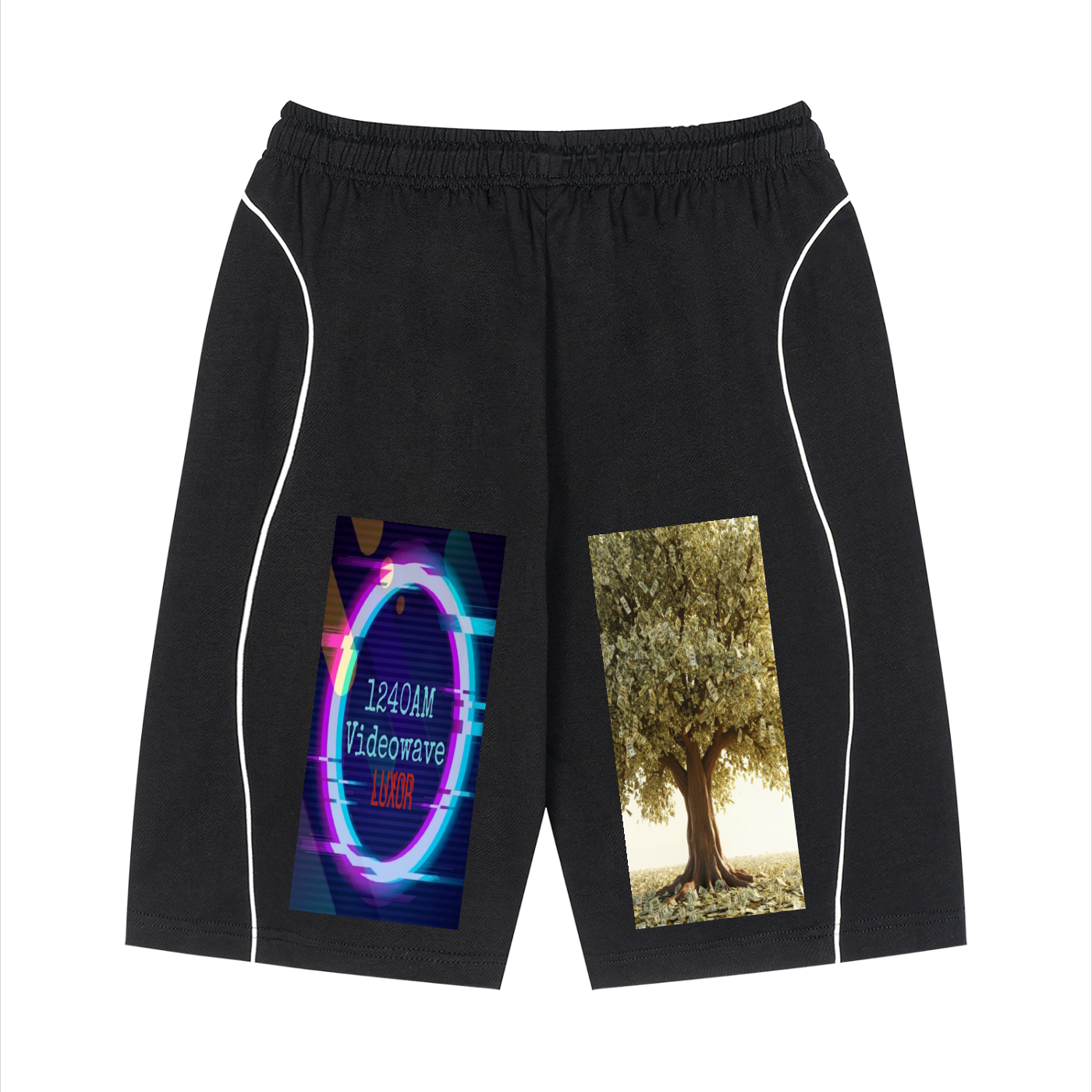 Unisex Piping Drawstring Shorts