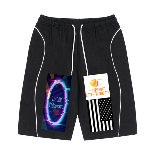 Unisex Piping Drawstring Shorts