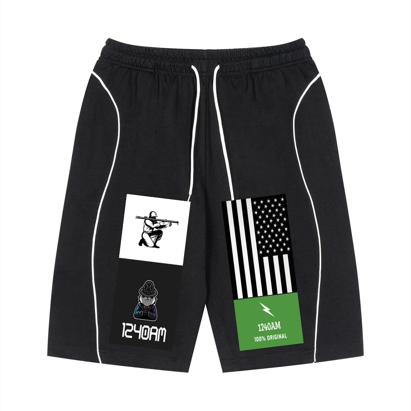 Unisex Piping Drawstring Shorts